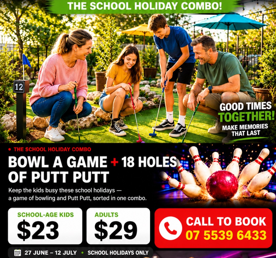 School Holiday Combo — Bowl a game + 18 holes of Putt Putt