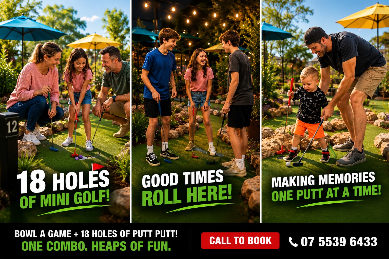 Go Putt Putt Ashmore — 18 holes of mini golf next to the lanes